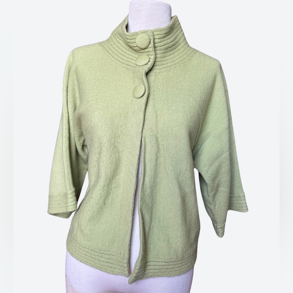 Chico's Light Green Cowl Neck Sweater W/ Large Buttons